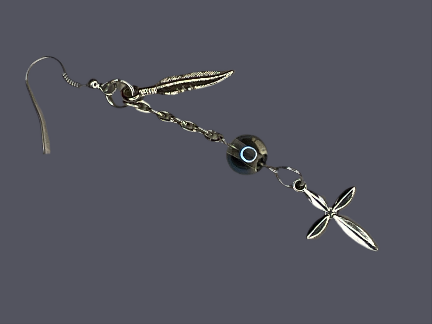 Evolution Cross Feather Earring