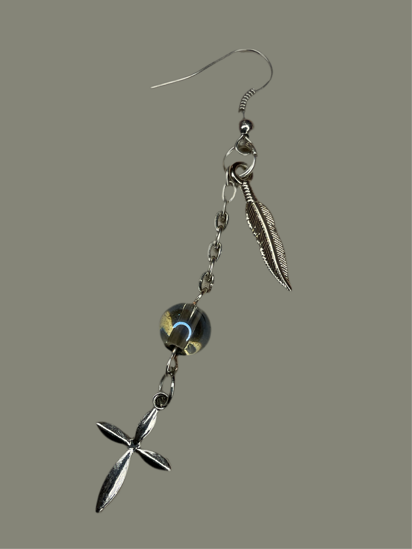 Evolution Cross Feather Earring