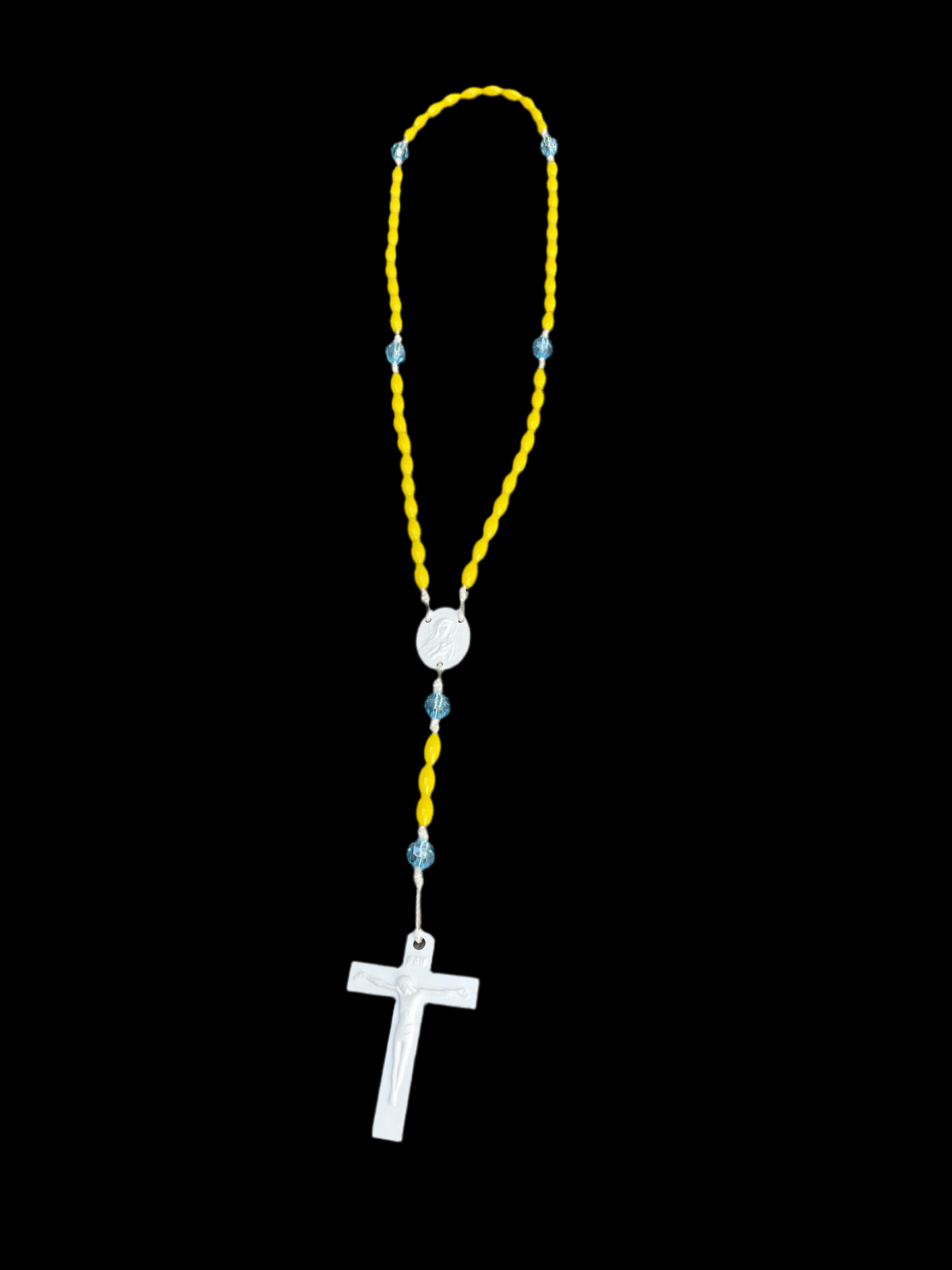 Yellow & blue Rosary (blessed)