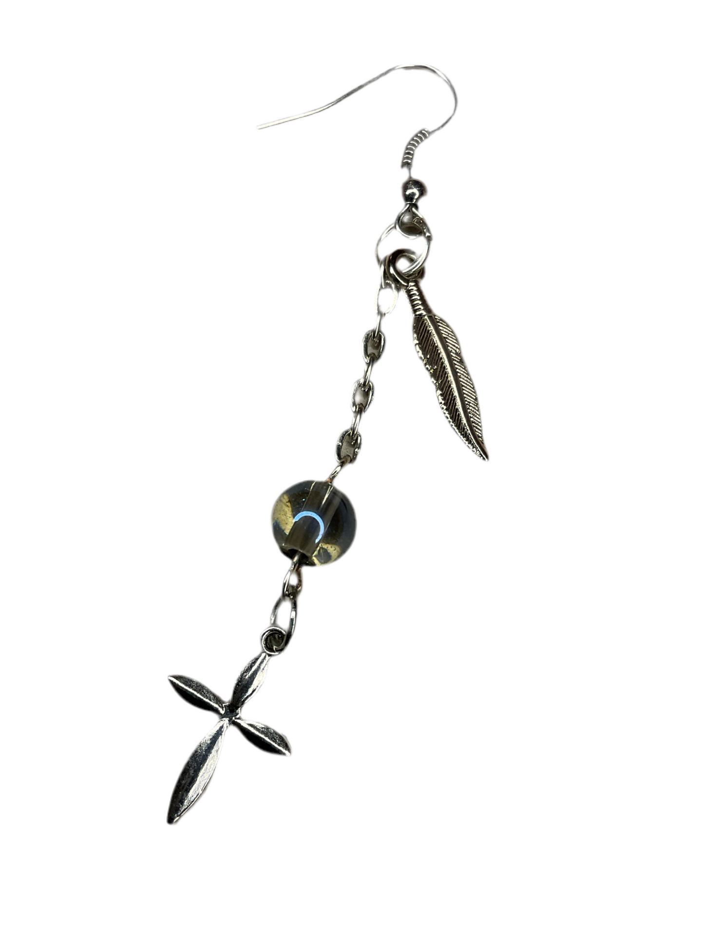 Evolution Cross Feather Earring
