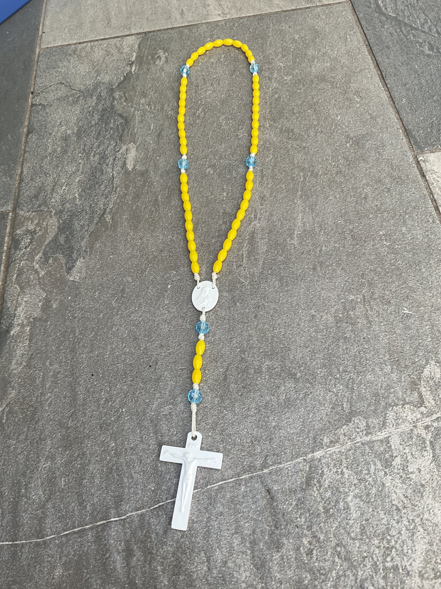 Yellow & blue Rosary (blessed)
