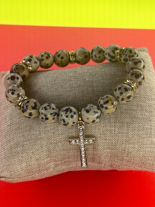 CROSS 05 -  Dalmatian Jasper (Gold)