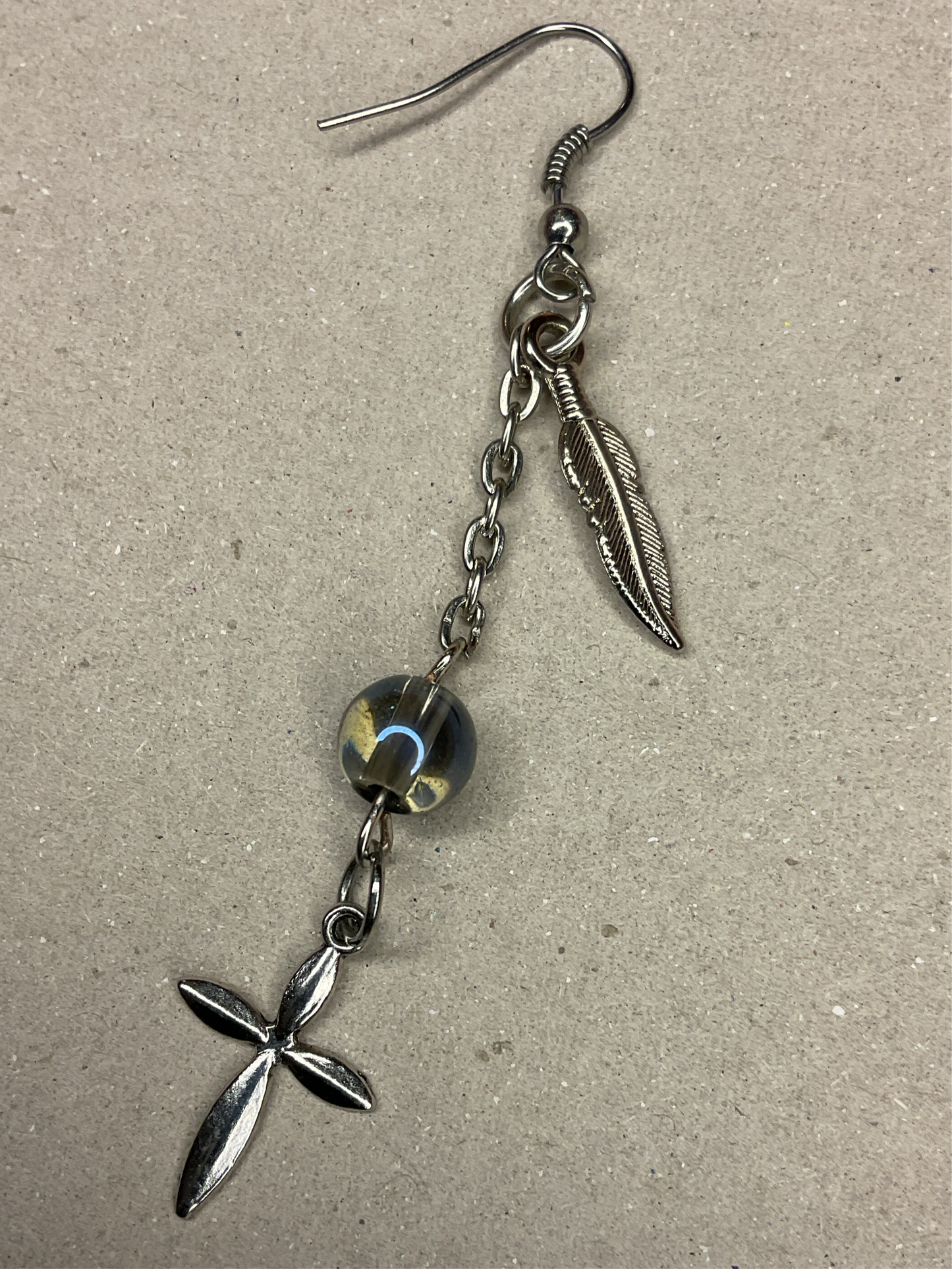 Evolution Cross Feather Earring