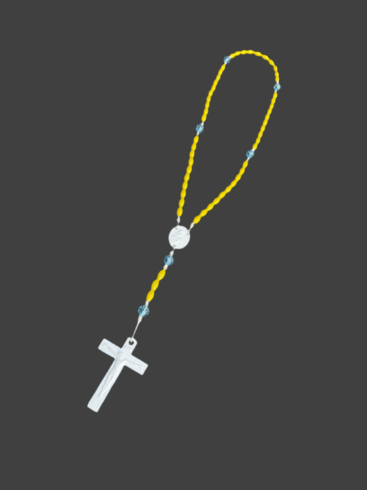 Yellow & blue Rosary (blessed)
